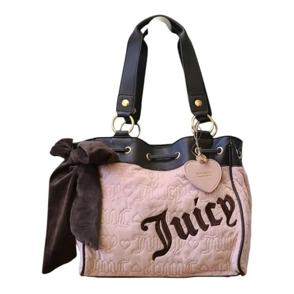❌SALE❌Juicy Couture Vintage Dreams Tote Daydreamer HTF dusty blush amd chocolate - Picture 2 of 7